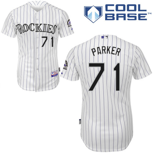 Kyle Parker #71 MLB Jersey-Colorado Rockies Men's Authentic Home White Cool Base Baseball Jersey